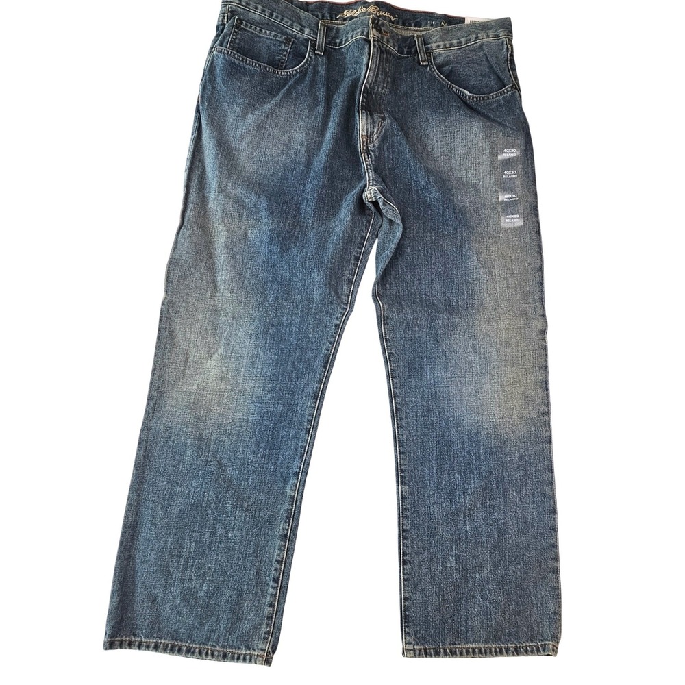 Eddie Bauer Relaxed Straight Leg Jeans 40x30 Dusted Indigo EB467582 NWT